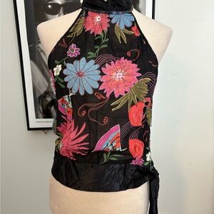 Floral Sequins Halter Top - Multicolor Bloom